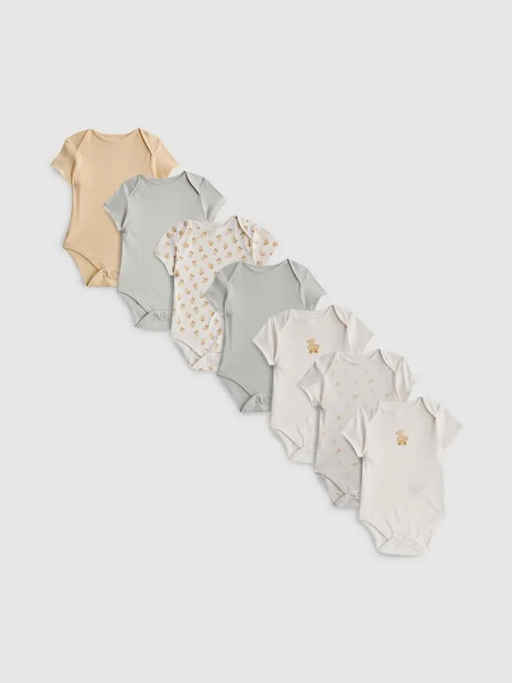 0–36 mois | Lot de 7 bodys en pur coton à motif canard