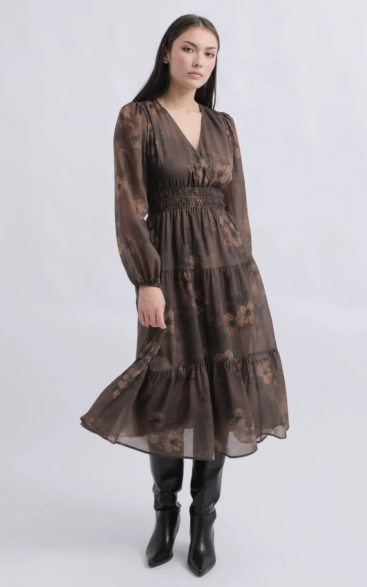 Chiffon LS Tier Dress