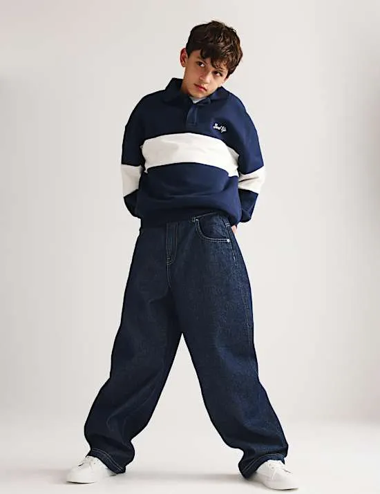 Bequeme Baggy Jeans aus reiner Baumwolle (6–16 Jahre)