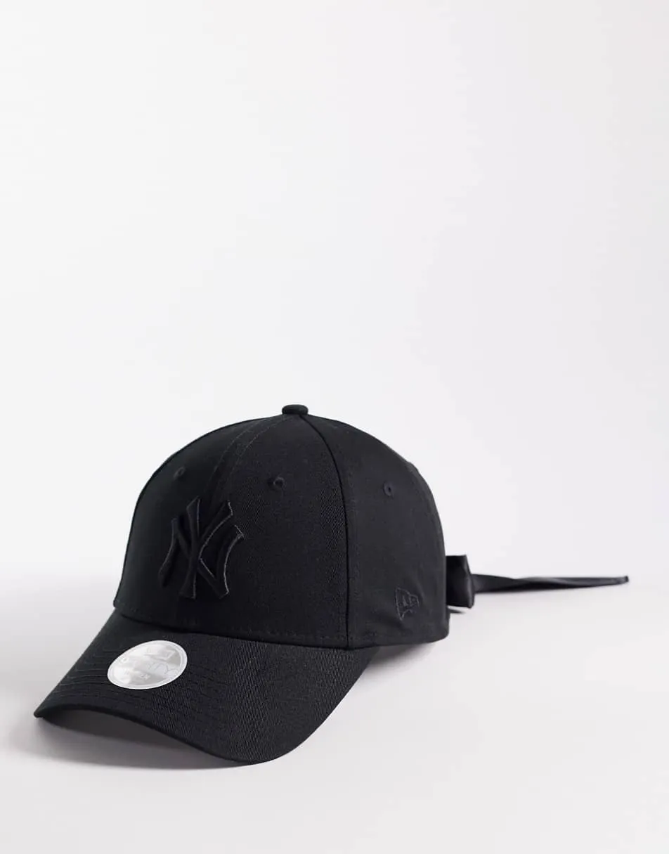 New Era NY Yankees 9forty womens black cap with bow detail in black
