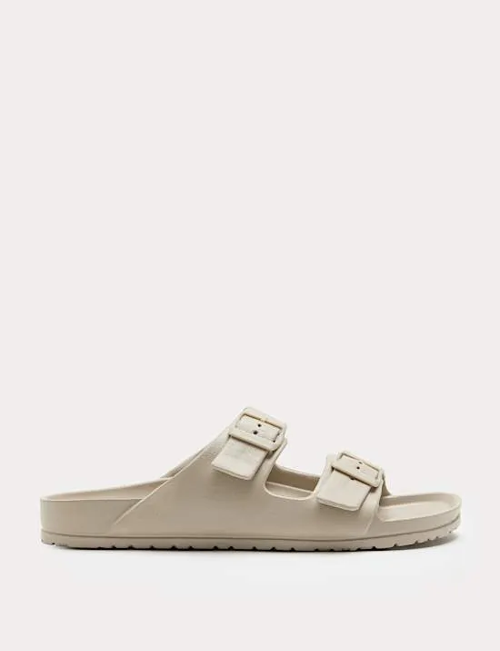 Moulded Footbed Two Strap Slider Sandals
