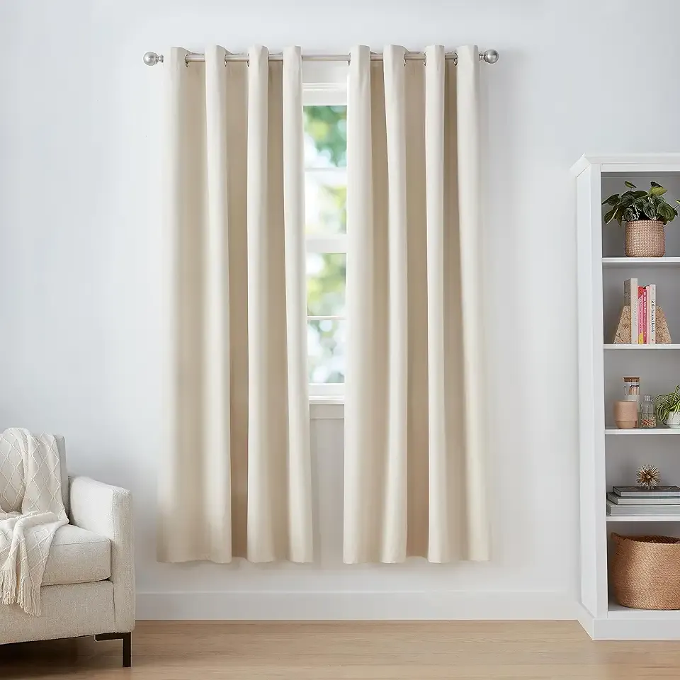 Room Darkening Blackout Window Curtains 2 Panels with Grommets, for Living Room and Bedroom, 52 x 84 inches, Beige