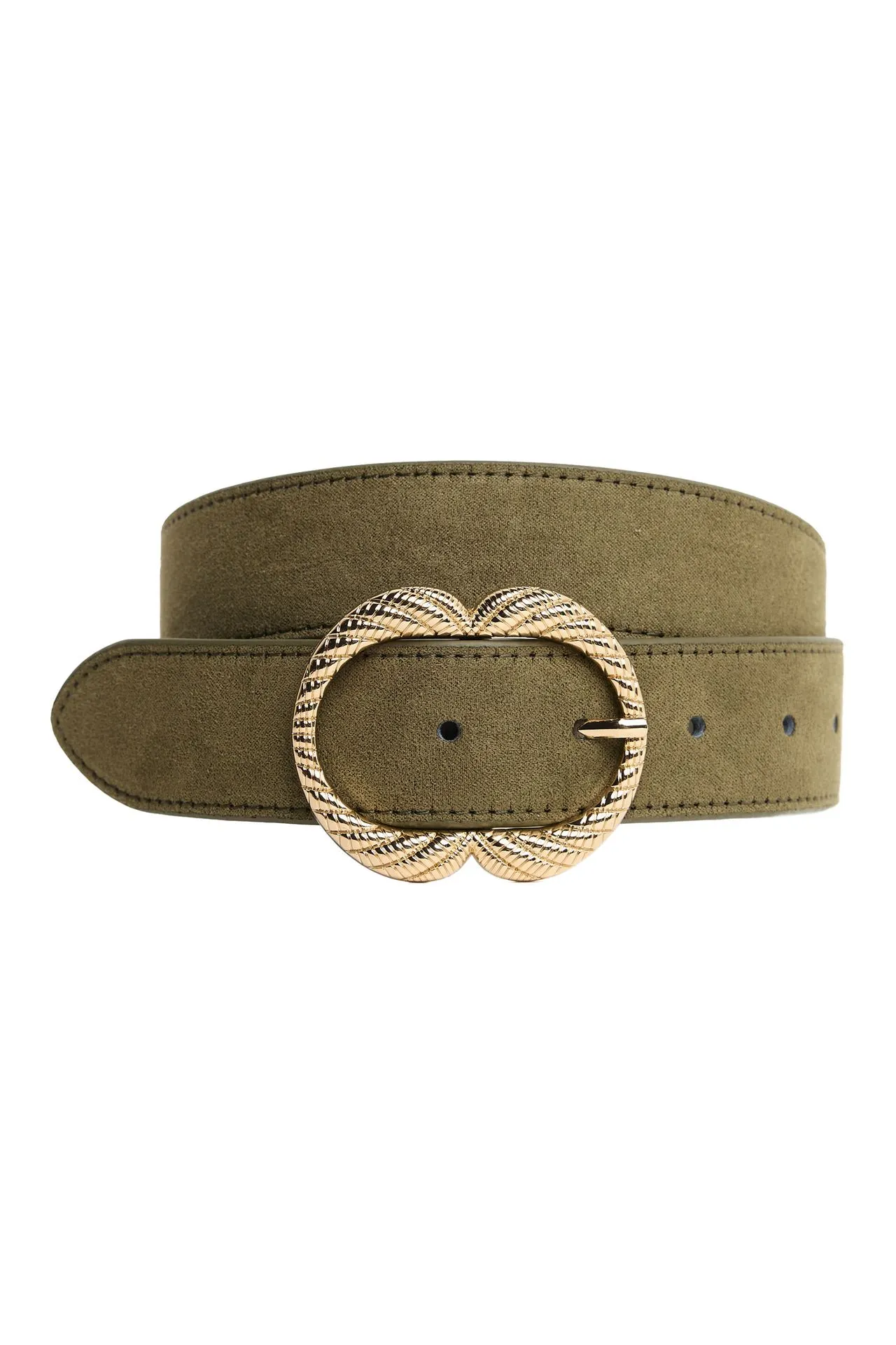 Groene riem met goudkleurige gesp