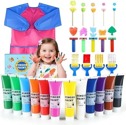 TMOL Washable Finger Paint for Toddlers, 27 PCS Non-Toxi…