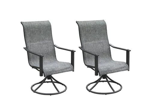 Backyard Creations® Rhae Black Swivel Rocker Dining Patio Chair Set with Gray Fabric - 2 Pack