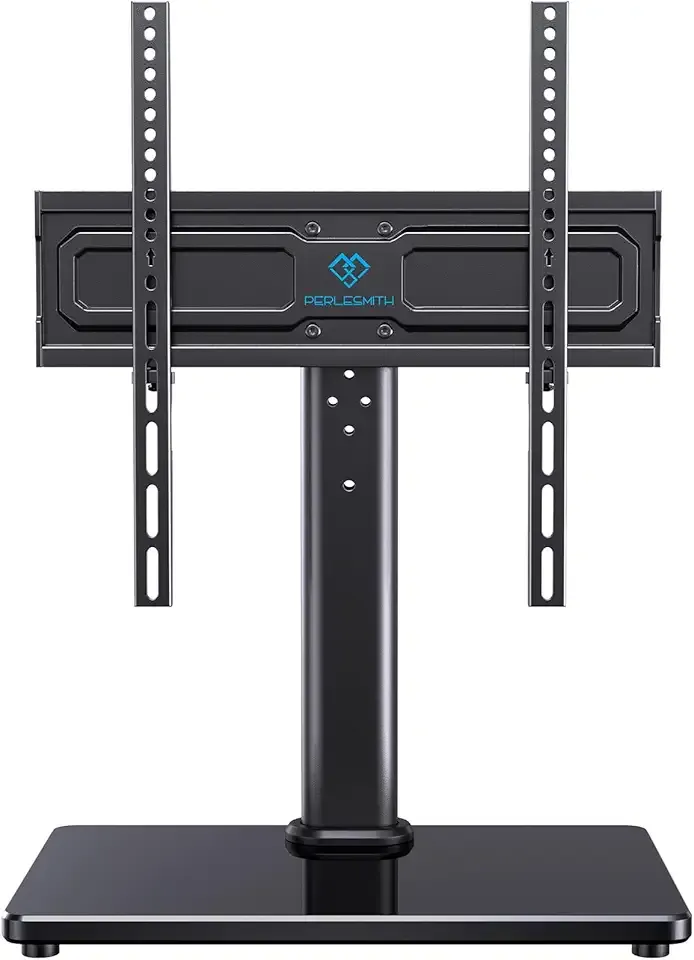 PERLESMITH Universal Swivel TV Stand for 24-60 inch TVs up to 99 lbs, 8 Height Adjustable Table Top TV Stand, TV Base Stand with Tempered Glass Base, Max VESA 400x400mm, PSTVS33