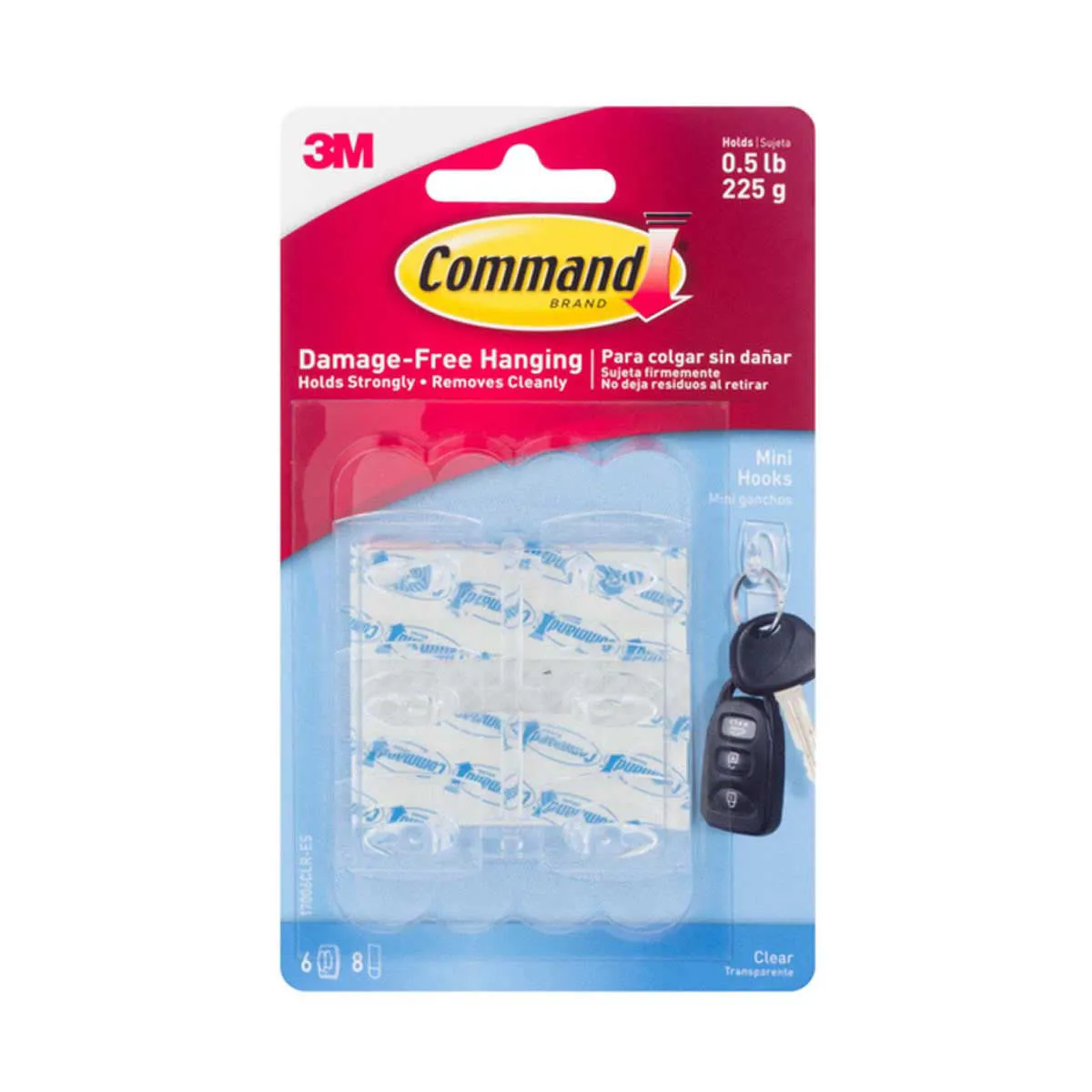 Command Clear Mini Hooks, 6 Hooks, 8 Strips/Pack