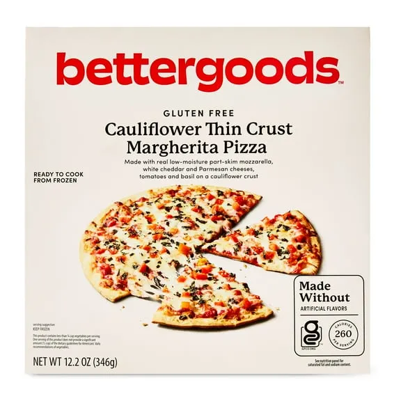 bettergoods Gluten-Free Cauliflower Thin Crust Margherita Pizza, 11.8 oz (Frozen) $5.97 50.6 ¢/oz
