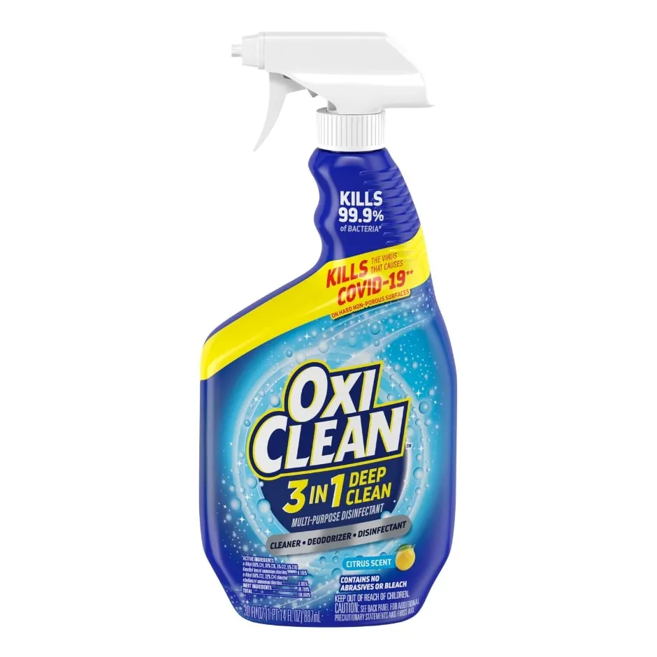 OxiClean™ 3-in-1 Deep Clean Multi-Purpose Disinfectant, 30 oz. Cleans, deodorizes, and disinfects all hard, non-porous surfaces