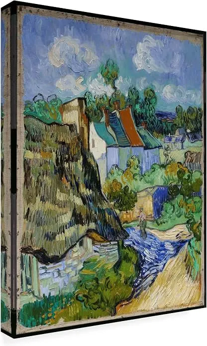 Wrapped Canvas Wall Art - Masters Collection 'Houses At Auvers Vincent Van Gogh' Wall Art for Living Room, Bedroom, or Office Décor - 24 x 32 Inches - 24x32 Wrapped Canvas Wall Art - Masters Collection 'Houses At…