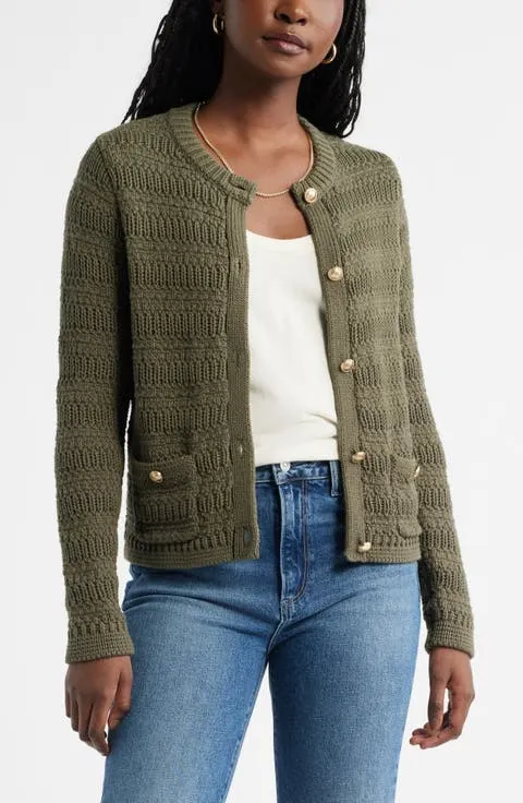 Caslon® Textured Cotton Cardigan