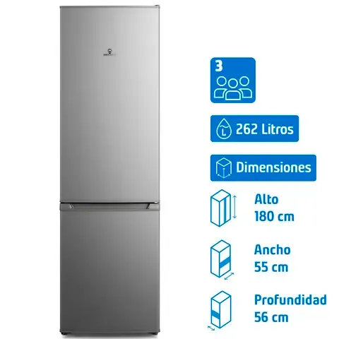 Refrigerador Bottom Freezer Frío Directo 262 Litros Inox MED270