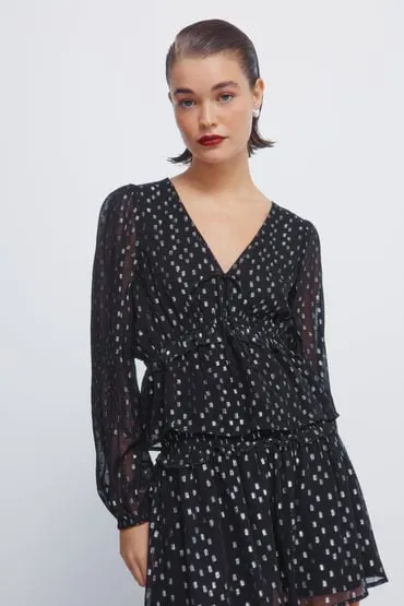 Blusa lurex goma cintura