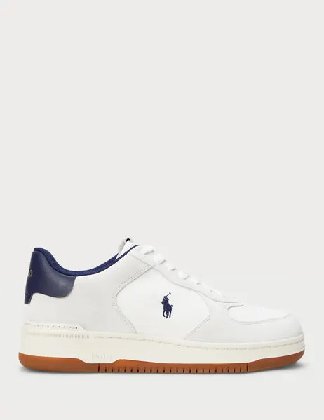 Masters Court Suede-Panelled Trainer White/Navy