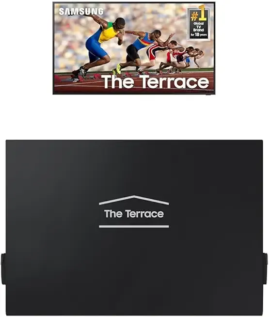 SAMSUNG 65-Inch Class Neo QLED 4K The Terrace Full Sun, Neo Quantum HDR+ (QN65LST9DAFXZA, 2024) + SAMSUNG 65-Inch The Terrace Outdoor Smart TV Dust Cover with Protective Lining, VG-SDCC65G, Dark Grey