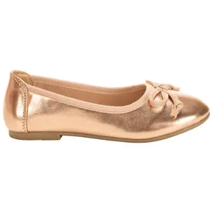 Ballerines rose gold à nœud effet métallisé pour fille
