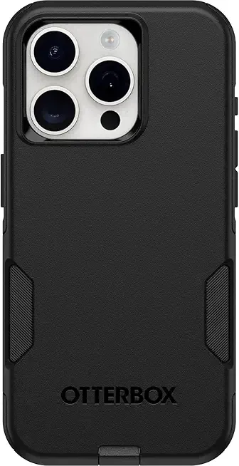 OtterBox iPhone 15 Pro (Only) Commuter Series Case - Black, Slim & Tough, Pocket-Friendly, with Port Protection