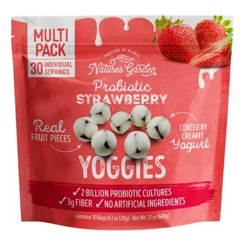 Nature's Garden, Probiotic Strawberry Yoggies, 0.7 oz, 30-count