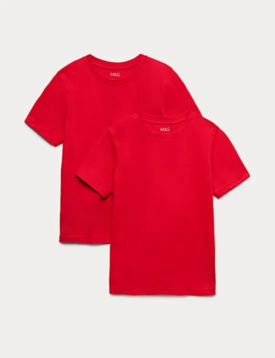 2er-Pack Unisex-T-Shirts aus reiner Baumwolle für die Schule (2–16 J.)