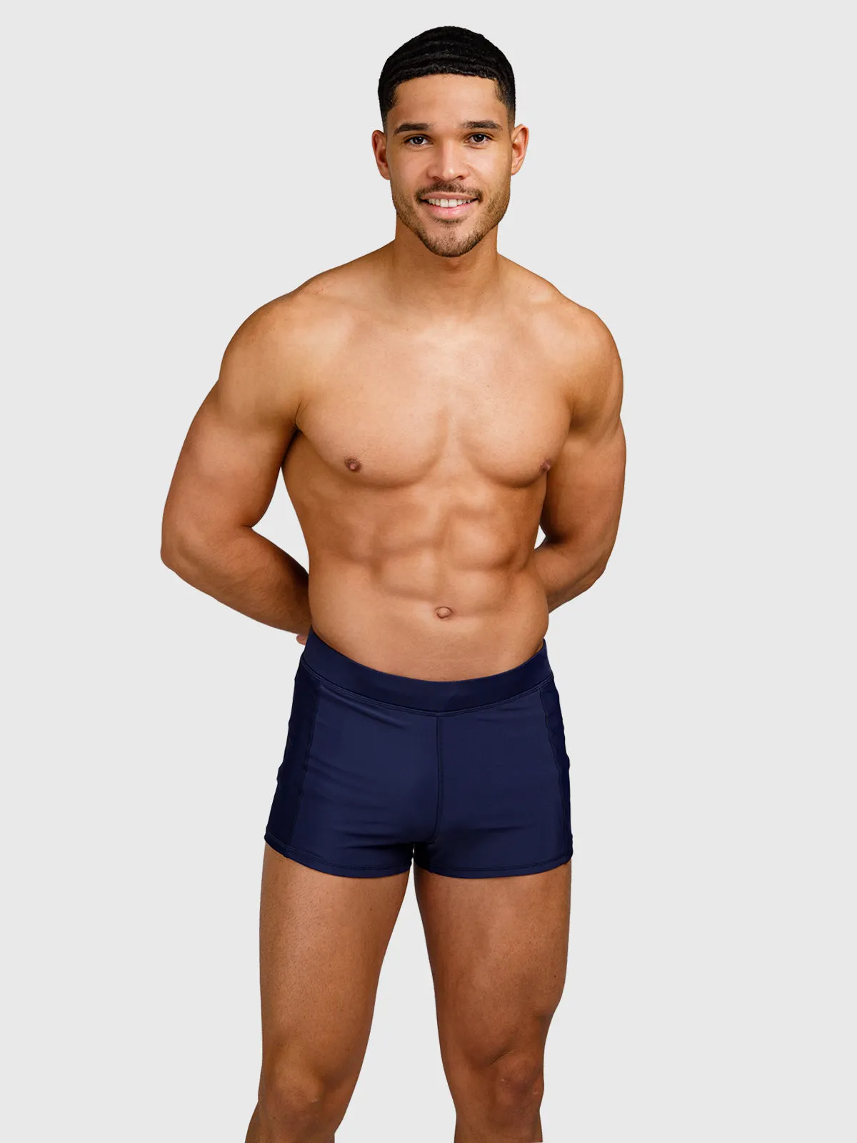 Samier-Logo Men Swim Trunks | Indigo Blue