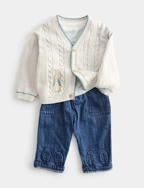 3-tlg. Peter Rabbit™-Outfit (0–3 J.)