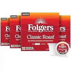 Folgers Classic Roast Medium Roast Coffee, 128 Keurig K-Cup Pods