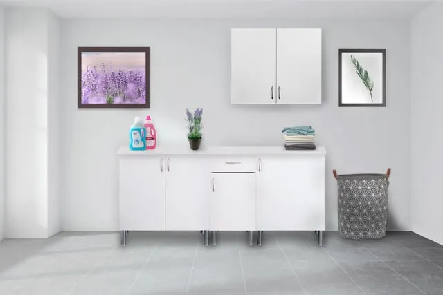 Mueble lavadero en kit Basic New blanco 180cm con 1 mueble alto y 3 bajos