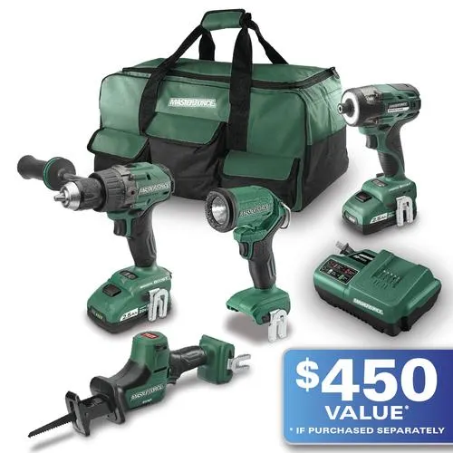 Masterforce BOOST® 20-Volt Brushless Cordless 4-Tool Combo Kit