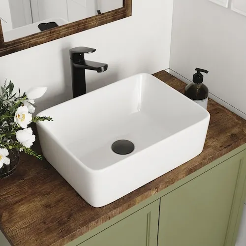 Liberty 16 in. L x 12 in. W Rectangular Bathroom Ceramic Vessel Sink in White