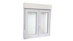 Ventana con persiana de PVC blanca de apertura oscilobatiente derecha 100x115 cm