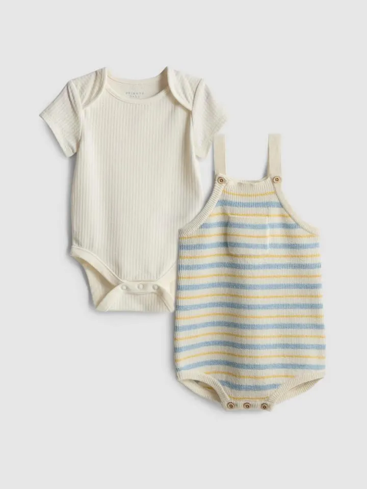 0–18 mois | Ensemble body et barboteuse en maille nouveau-né