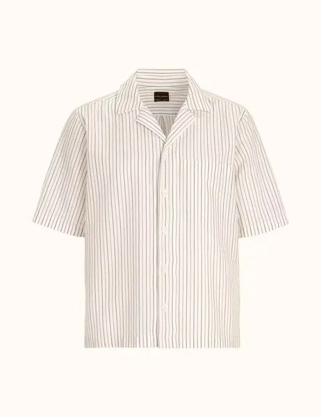 Regular Fit Bowling Collar Seersucker Shirt White