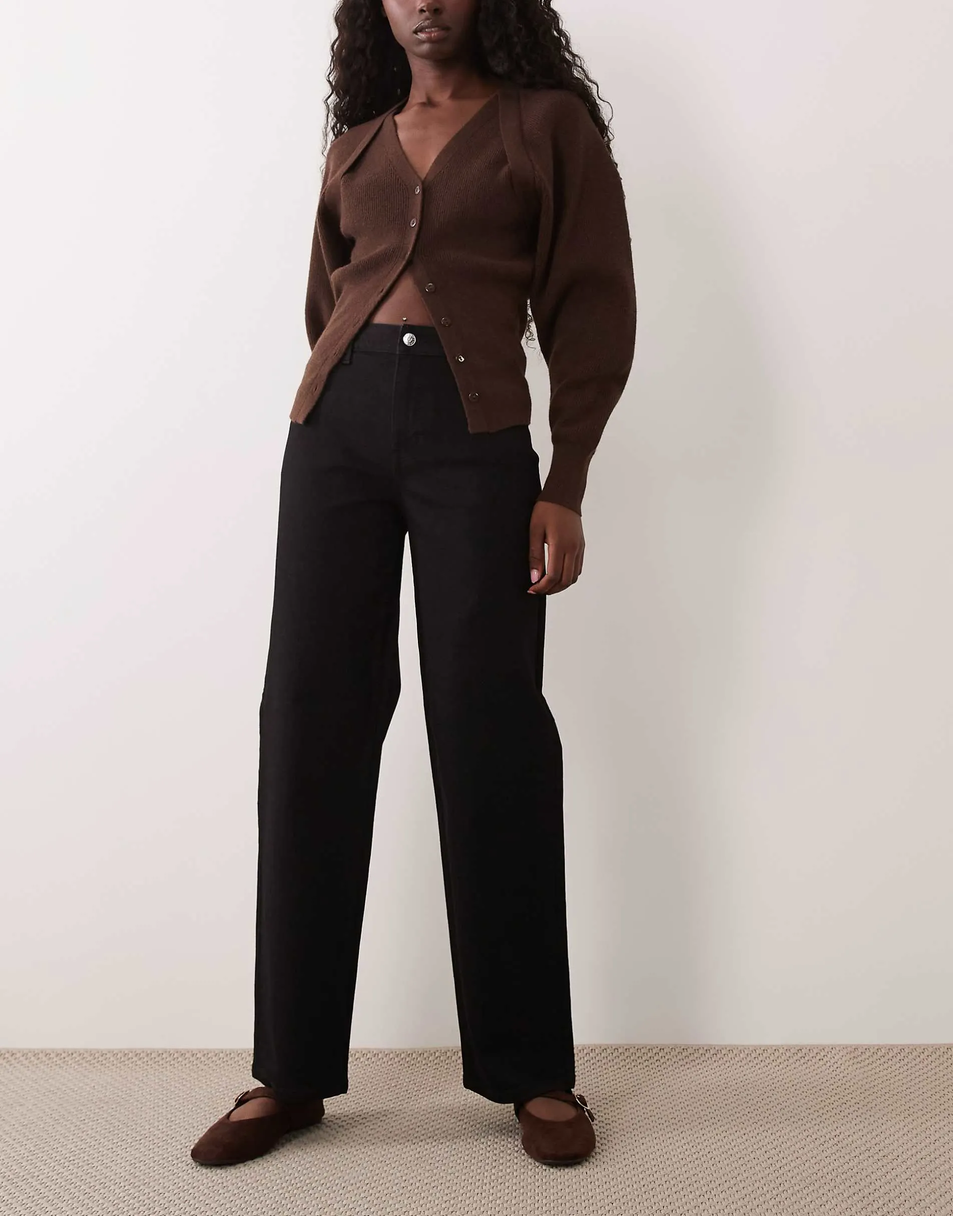 Miss Selfridge straight leg jeans in black
