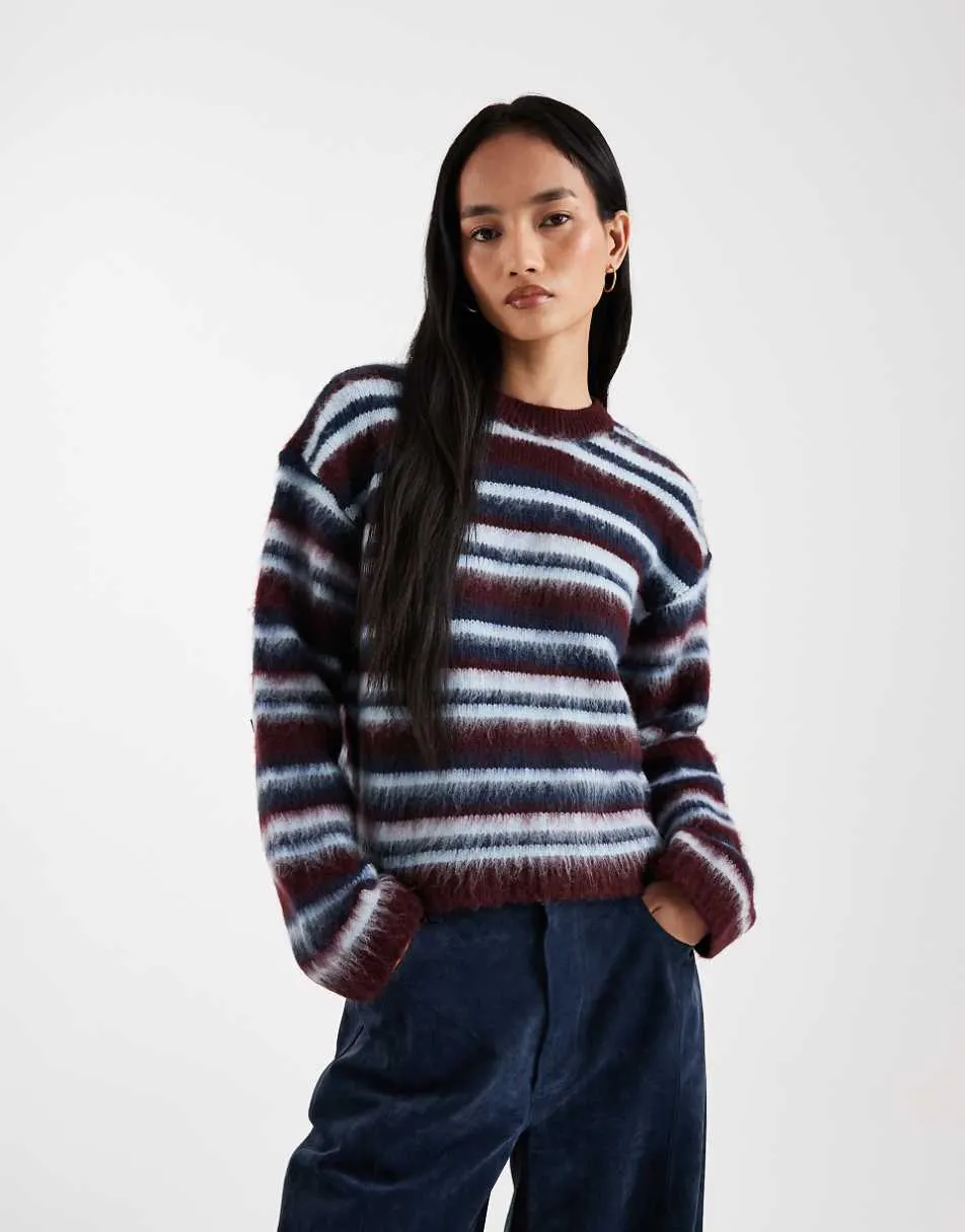 ASOS DESIGN knitted brushed jumper in multi stripe