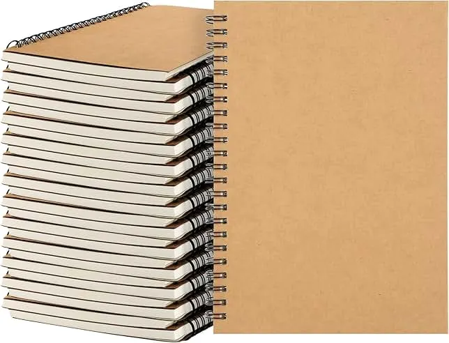 MIVIDE 24 Pack A5 Bulk Spiral Notebooks with Kraft Cover, 8.3 x 5.8 Inch 60 Pages Hardcover Spiral Lined Notebook Journal, Lined Travel Bulk Writing Paper Notebook for School Business Office Supplies