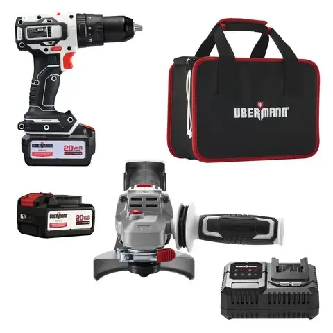 Kit Taladro Percutor 20V+ Esmeril 4 1/2" 20V +2 Baterías 4AH +Cargador