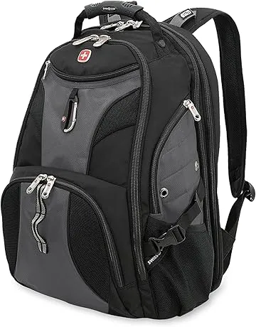 SWISSGEAR 1900 ScanSmart TSA Laptop Backpack Fits 17 Inch Laptop with RFID Protection and Tablet Pocket, Grey/Black, 19-Inch