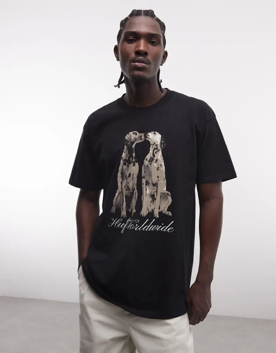 HUF dalmatian print t-shirt in black