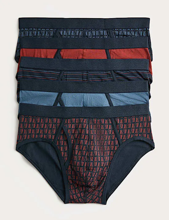 5 Pack Cotton Stretch Tile Print Hipsters
