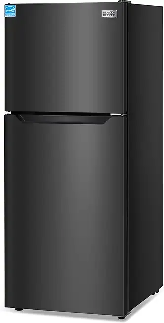 BLACK+DECKER 12.1 Cu. Ft. Top Mount Refrigerator with Freezer, 2 Door Refrigerator with Top Freezer and Adjustable Temperature Control, For Homes and Apartments, ENERGY STAR, BR1210HB, Black