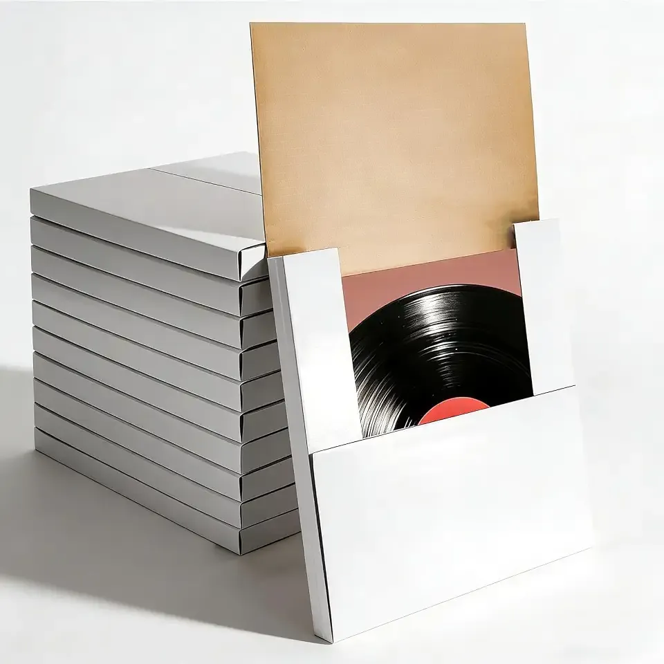 10 Pack Vinyl Record Shipping Boxes: 12.5" X 12.5" x 1" White Vinyl Record LP Shipping Mailer Boxes, Easy Fold LP Cardboard Mailing Boxes Multi Depth Album Mailers for Packaging Moving Storage