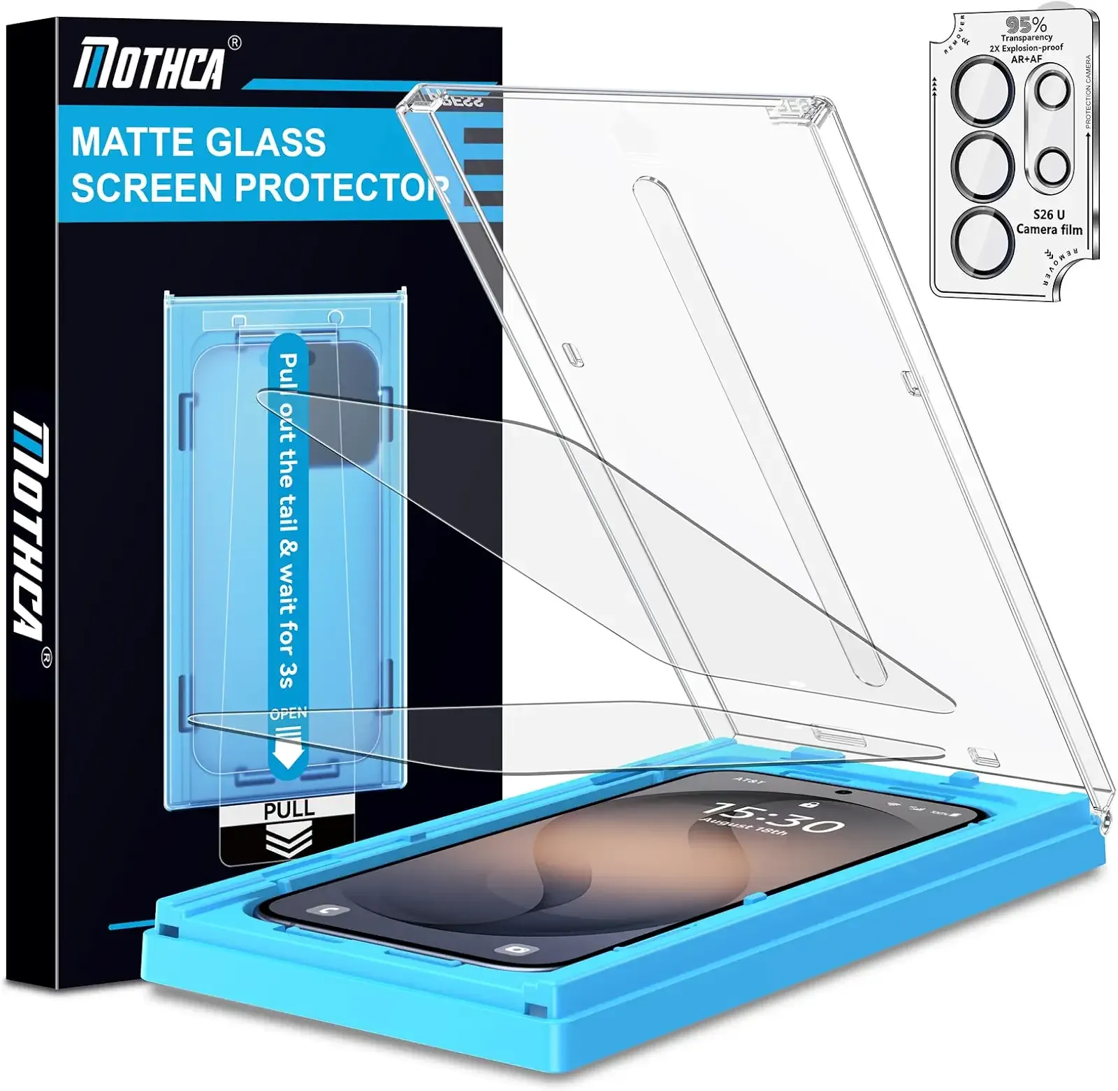 Mothca 2 Pack Matte Glass Screen Protector for Samsung Galaxy S26 Ultra 6.9-inch + 1 Set Camera Lens Protector [Auto Fit Box] Dust Free Easy Installation Anti-Glare Tempered Glass, Smooth as Silk