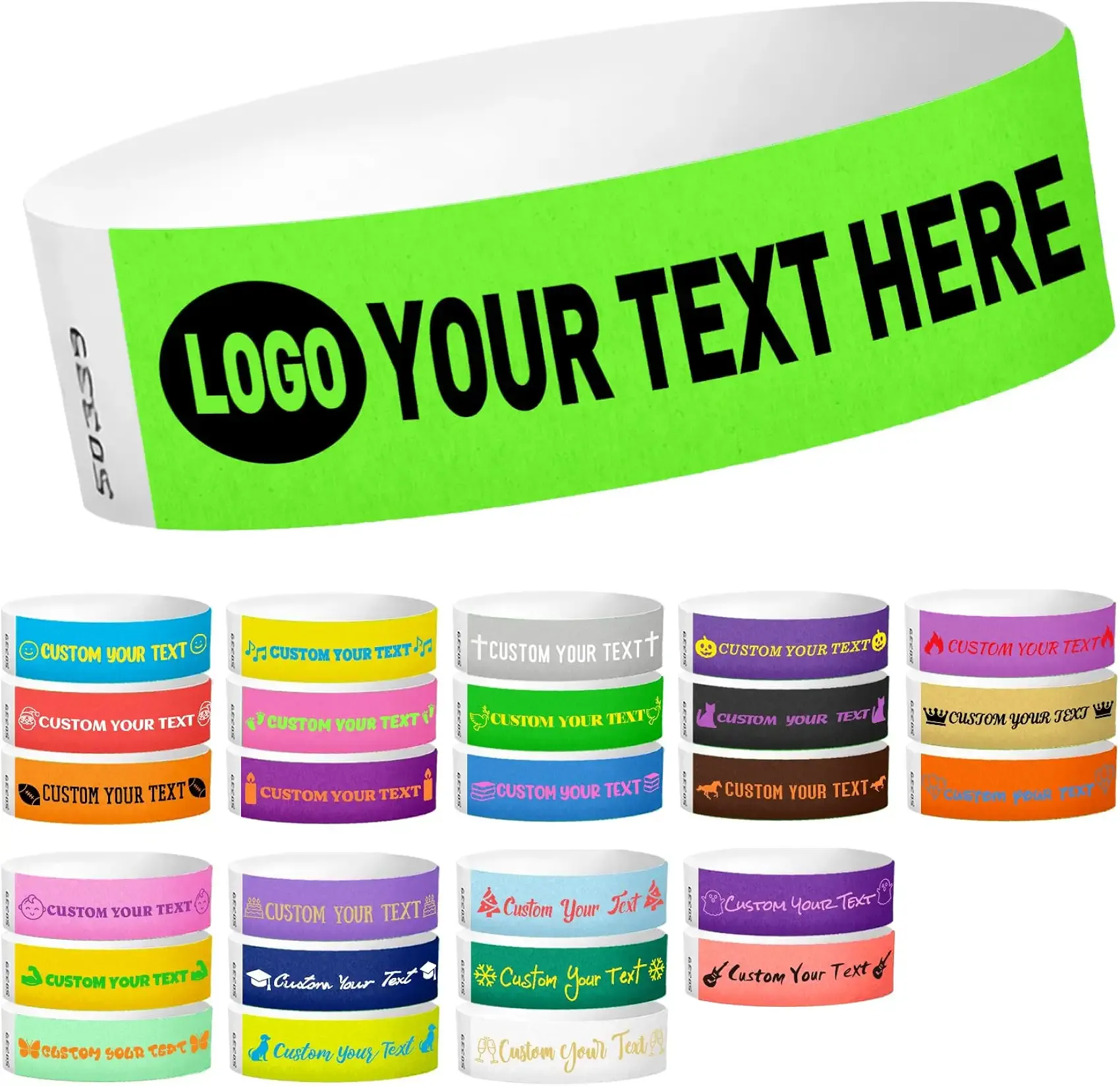 Custom Wristbands for Event,Personalized Wrist Bands with Business Logo and Text,Bulk Customizable Colored Paper Customized Printable Wrist bands for Party,Custom Wristbands for Men Women