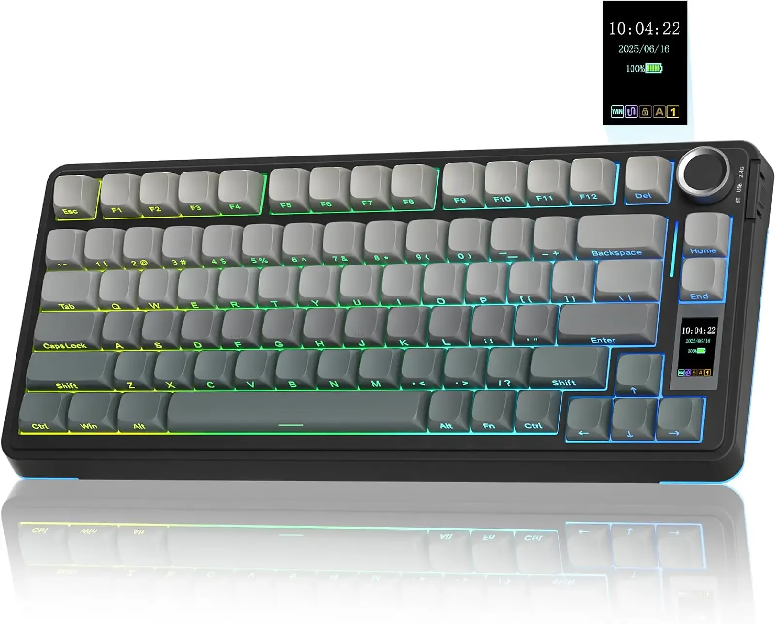 AULA S75 PRO Wireless Mechanical Keyboard with Screen&Knob, Tri-Mode Hot Swappable Gaming Keyboard 75%, Pre-lubed Switches, RGB Backlit, Side Printed PBT Keycaps, Creamy Sounding Computer Keyboards