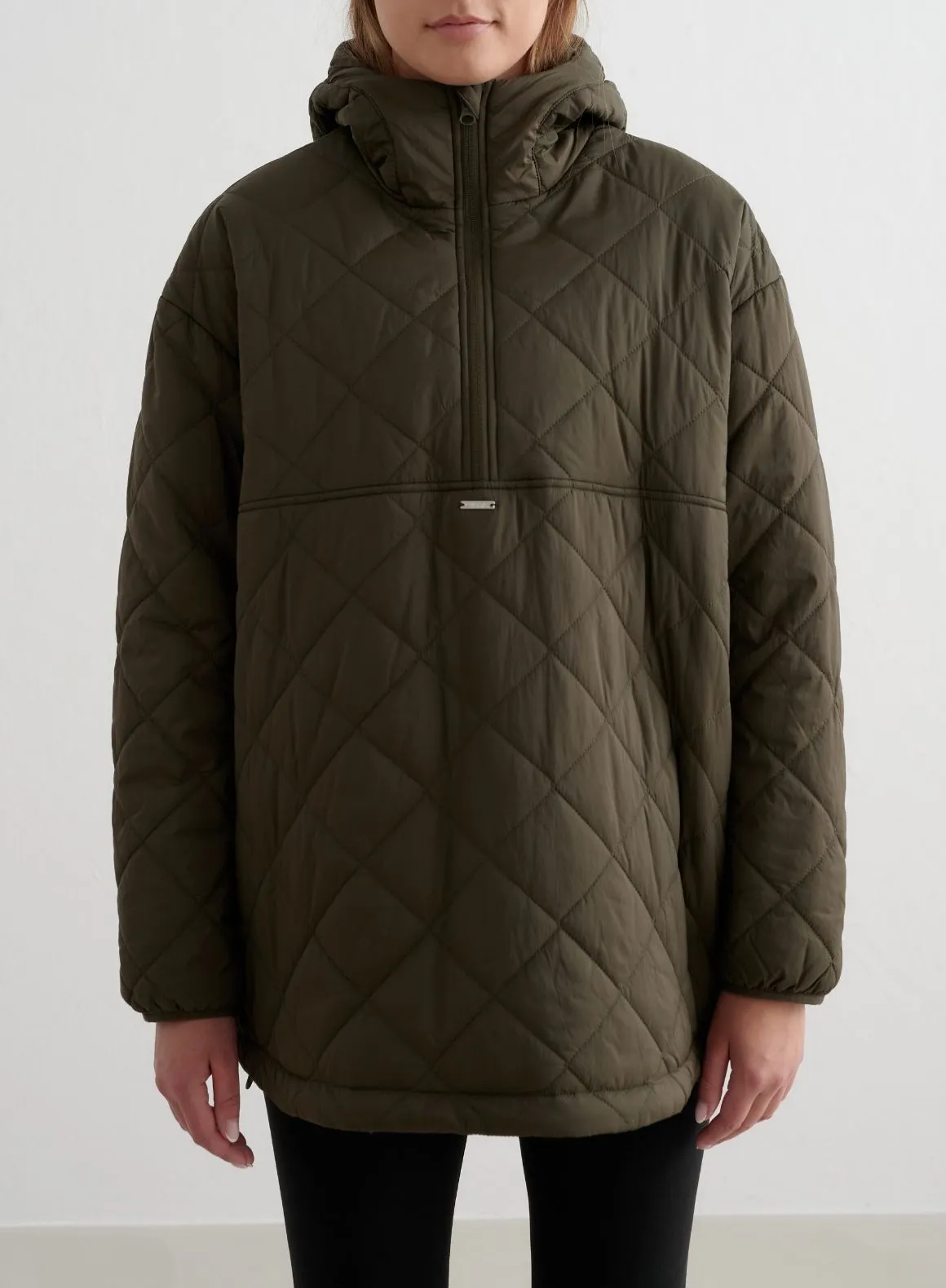 Khaki Oversized Quilted Anorak