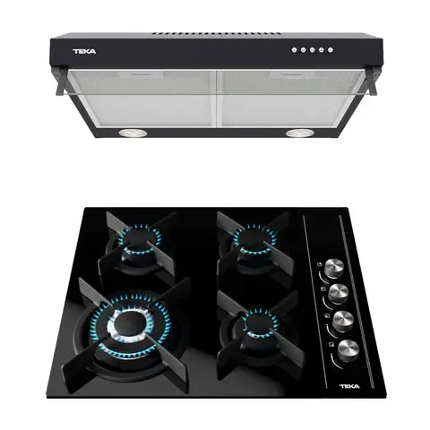 Combo Encimera Empotrable + Campana Extractora 60cm Duetto Teka Negro