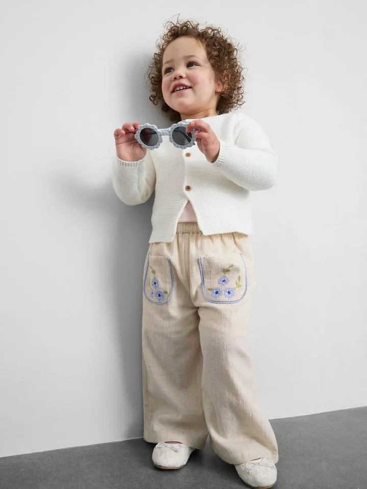 0–36 mois | Pantalon droit à motif floral appliqué
