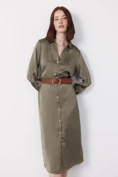 Vestido satinado camisero