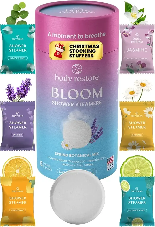 BodyRestore Shower Steamers Aromatherapy, Gifts for Women, Bloom 6 Pack