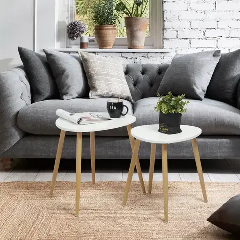 Set 2 Mesas Bulls-Kreuz Blanco 50x42x48 cm